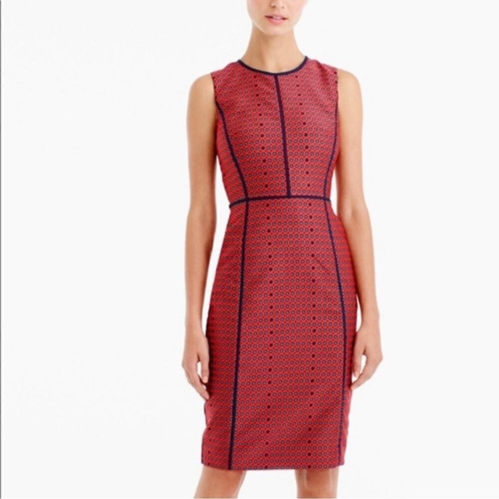 J.Crew Foulard Sheath Dress Red Size 12 Career Classic Timeless